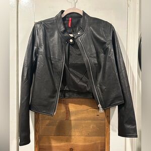 SPANX Sleek Black Leather Jacket